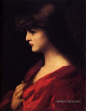  rouge Peintre - Étude d’une femme en rouge Jean Jacques Henner